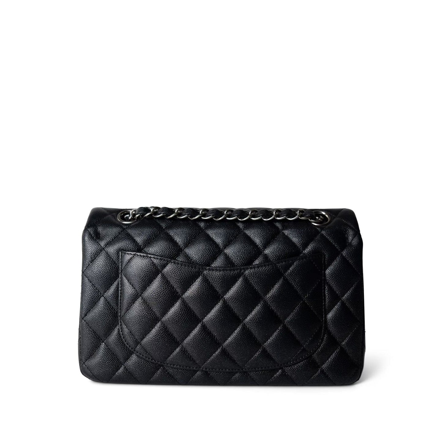 18C Charcoal Glittery Caviar Quilted Classic Flap Small