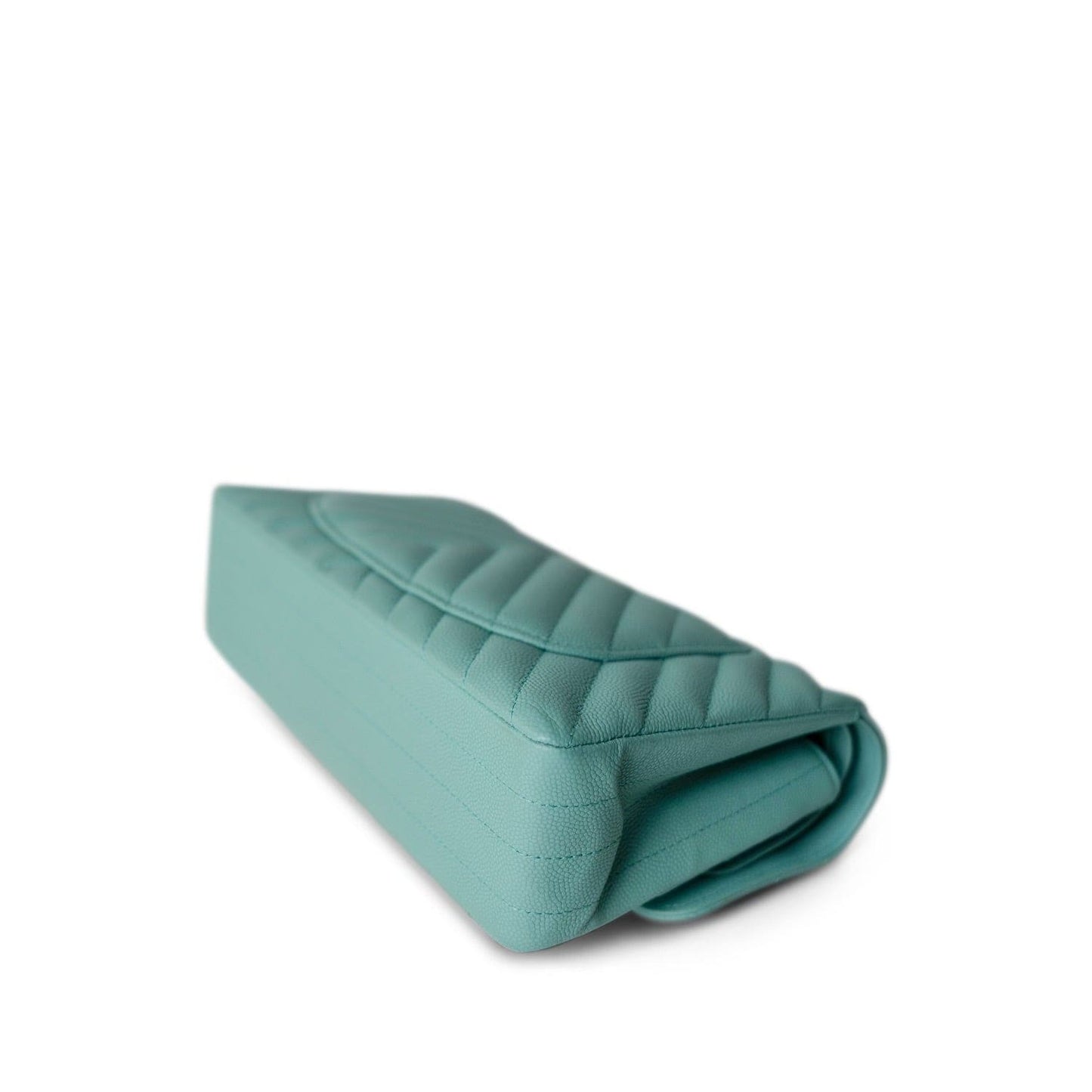 Tiffany Blue Caviar Chevron Quilted Classic Flap Small LGHW