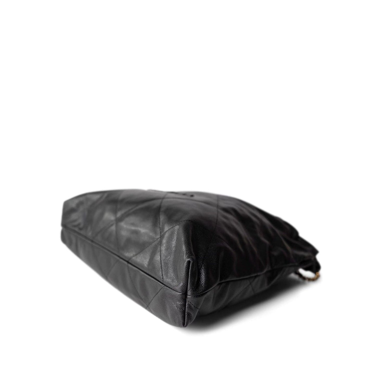 23K Black Caviar Quilted 22 Hobo Drawstring Bag Medium Aged Gold