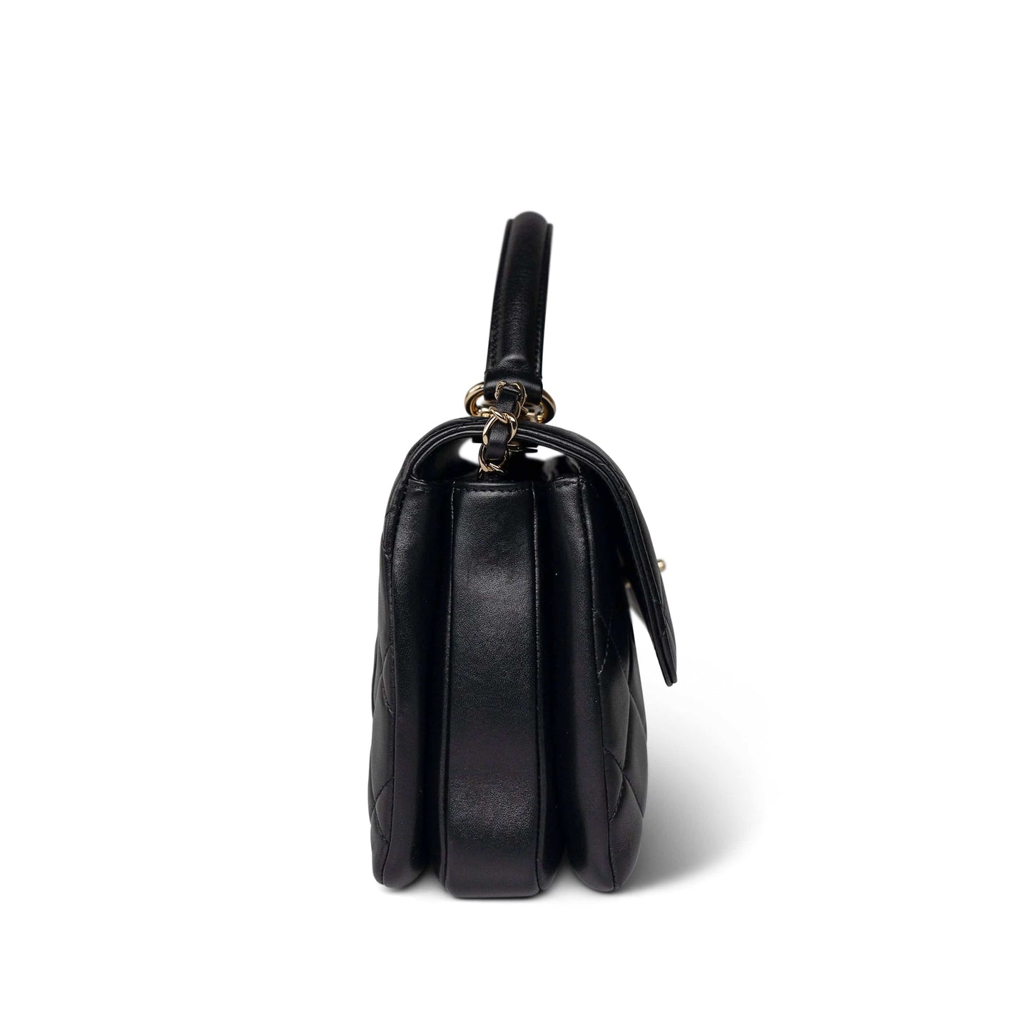 Black Lambskin Quilted Trendy CC Small Light Gold Hardware