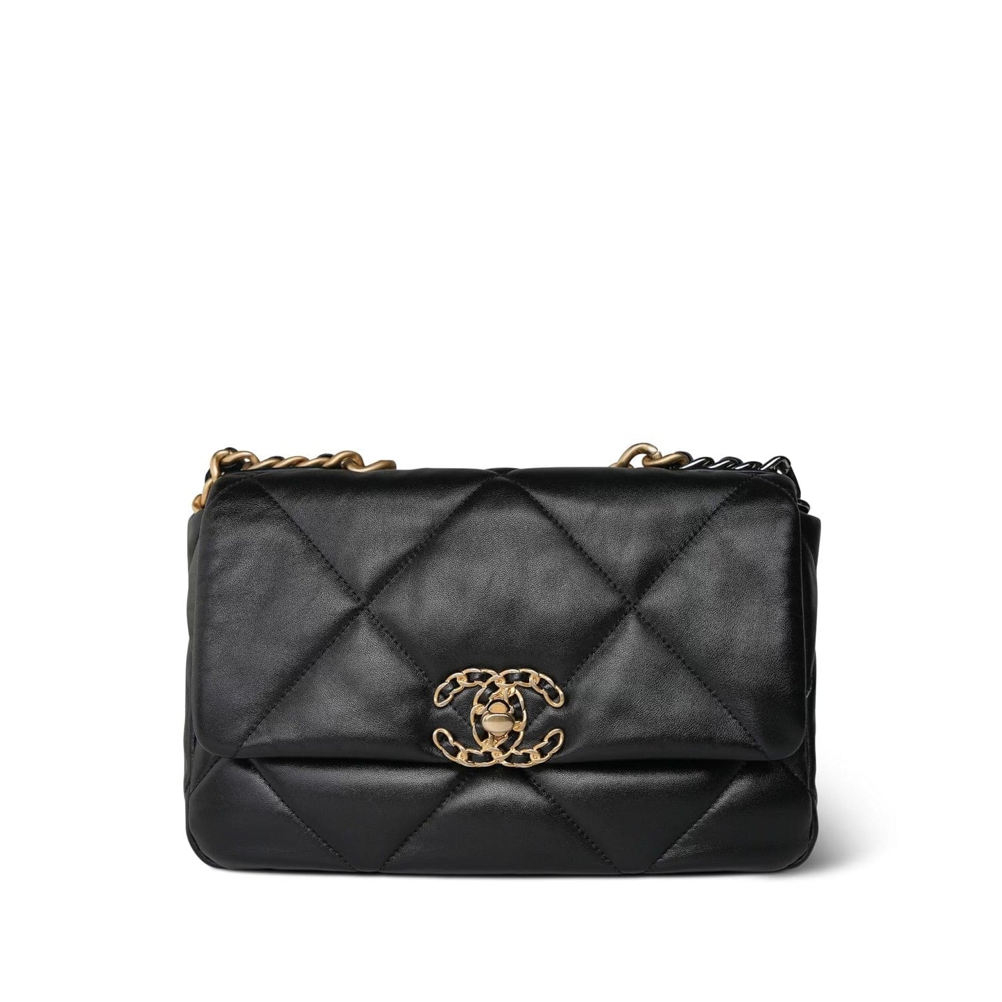 Black Lambskin Quilted 19 Flap Small Mixed Hardware