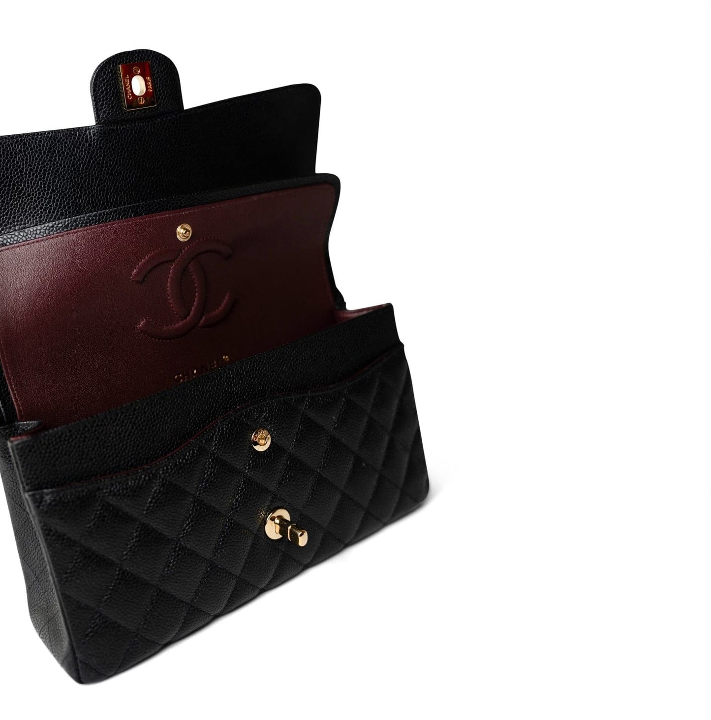 Black Caviar Quilted Classic Flap Medium Gold Hardware