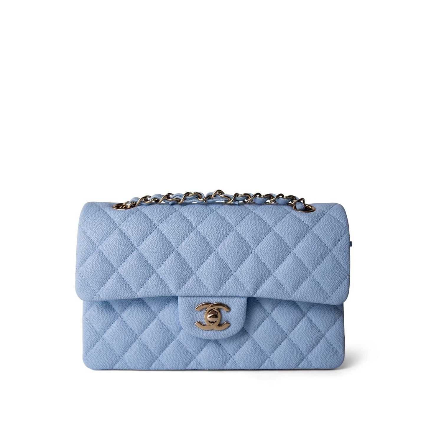 23P Light Blue Caviar Quilted Classic Flap Small Light Gold Hardware