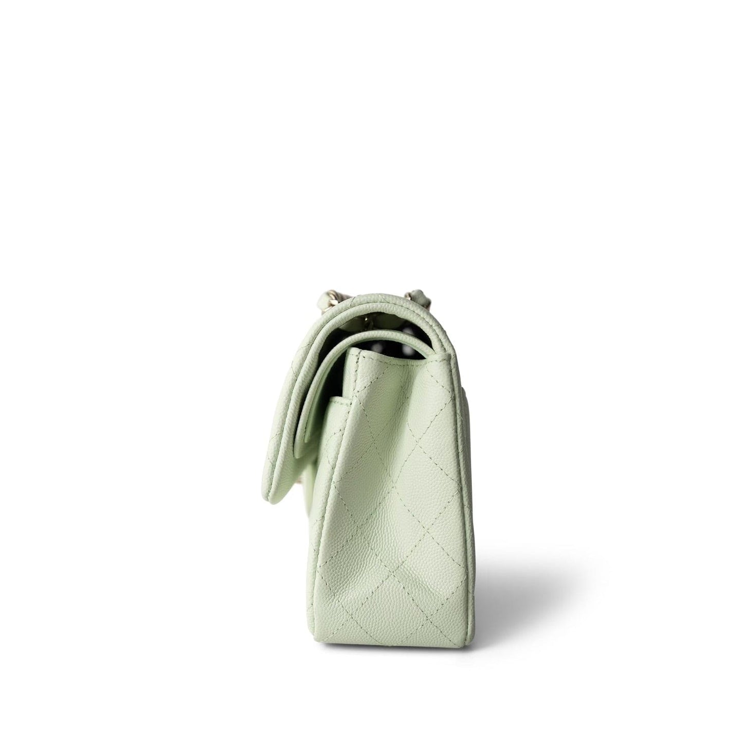 22C Light Green Caviar Quilted Classic Flap Small LGHW