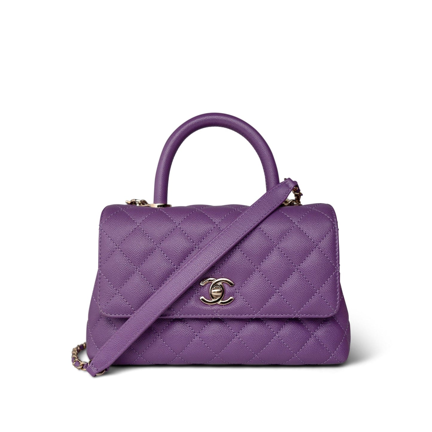 Purple Caviar Quilted Small Coco Handle LGHW