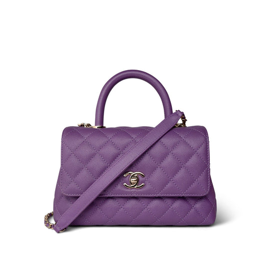 Purple Caviar Quilted Small Coco Handle LGHW