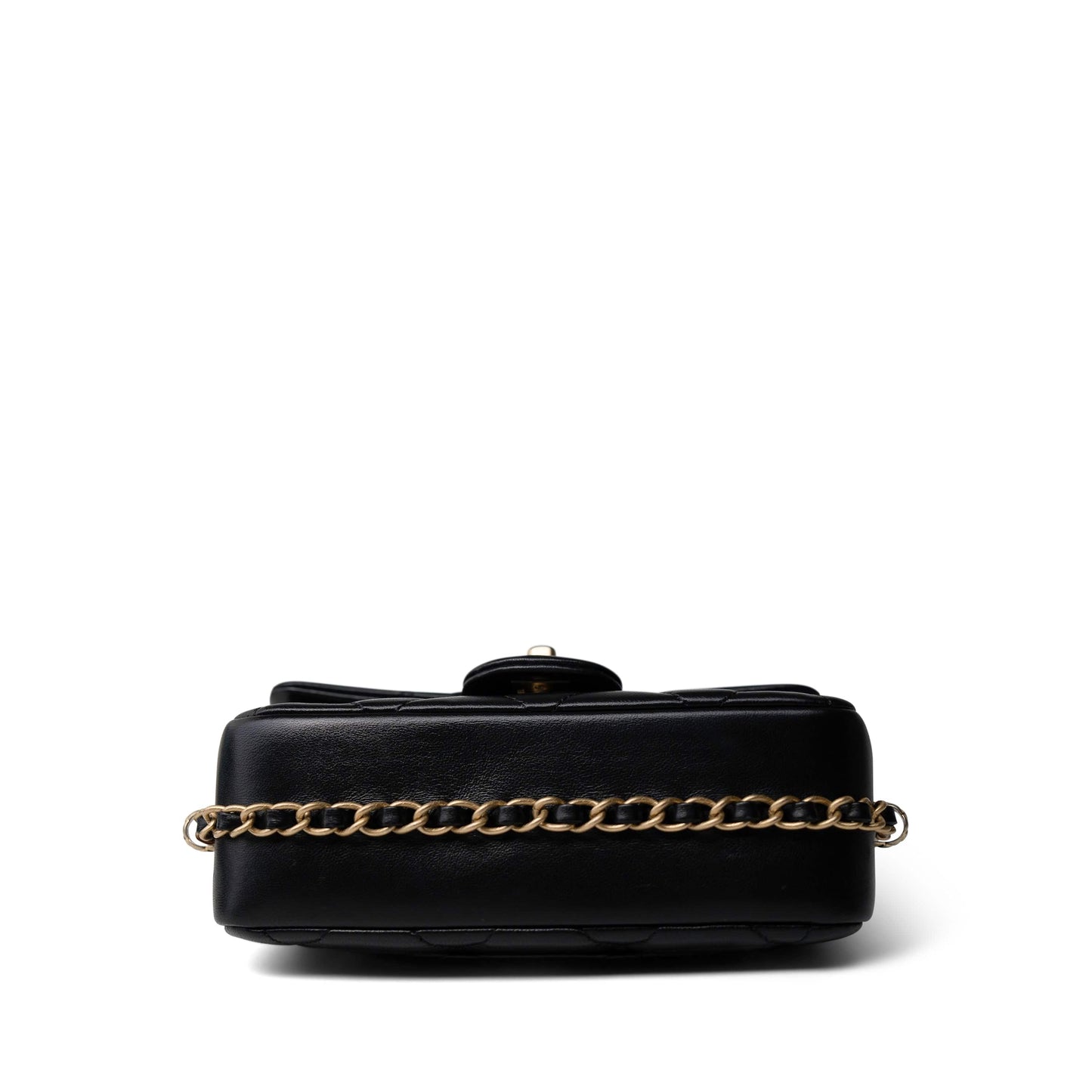 23B Black Lambskin Quilted Mini Square Chain Around Flap Aged Gold Hardware