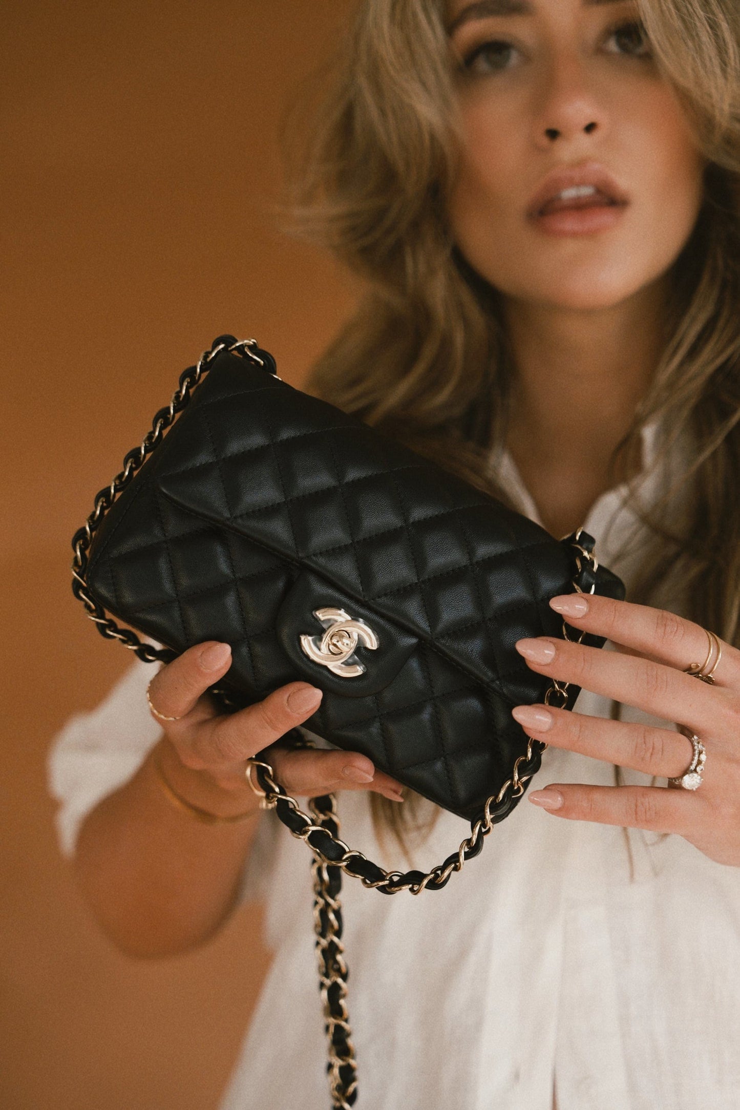 23S Black Lambskin Quilted Mini Rectangular Single Flap LGHW