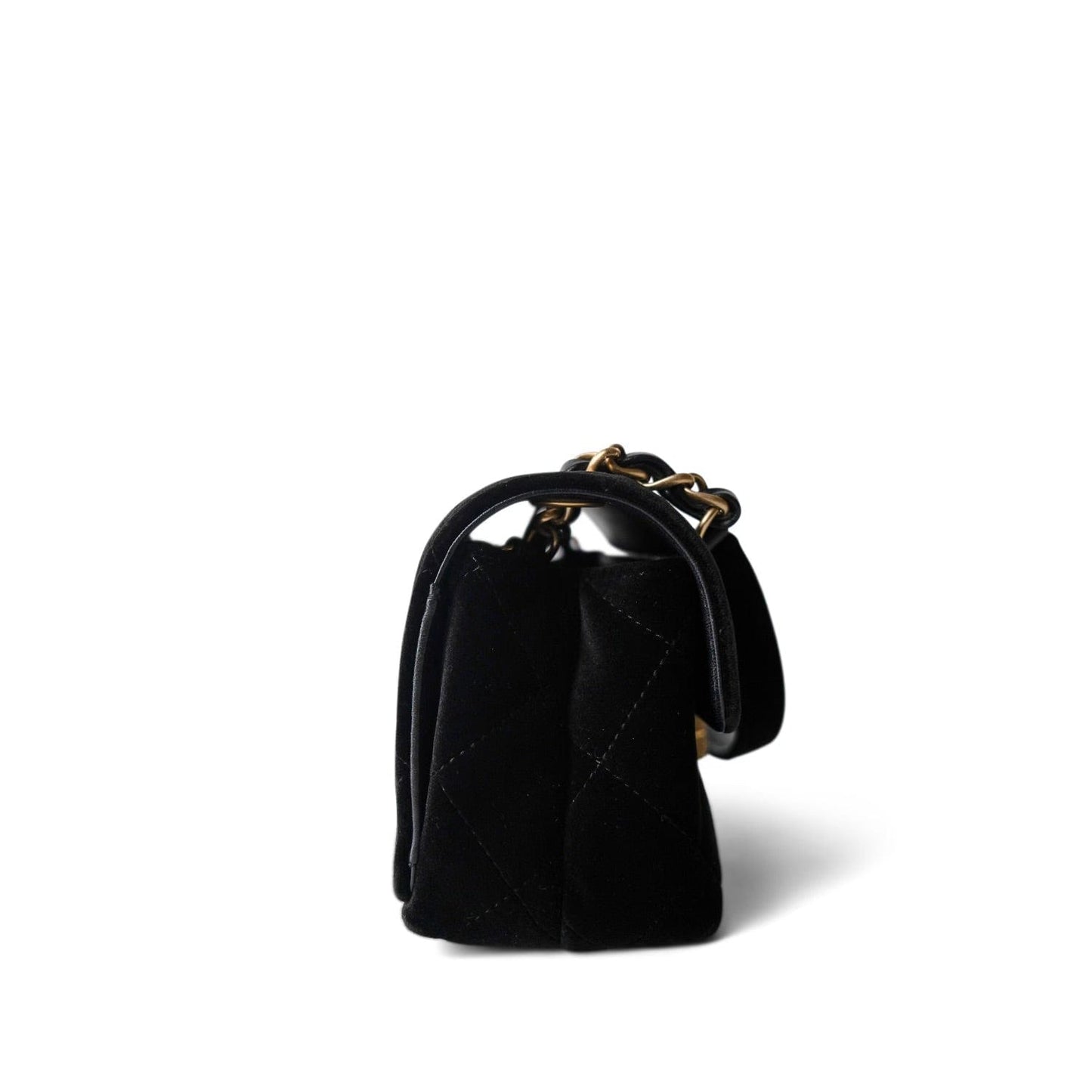 Black Velvet Strass Evening Bag Diamond Lock Flap Bag Aged GHW