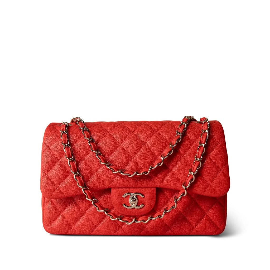 19C Red Caviar Quilted Classic Flap Jumbo LGHW
