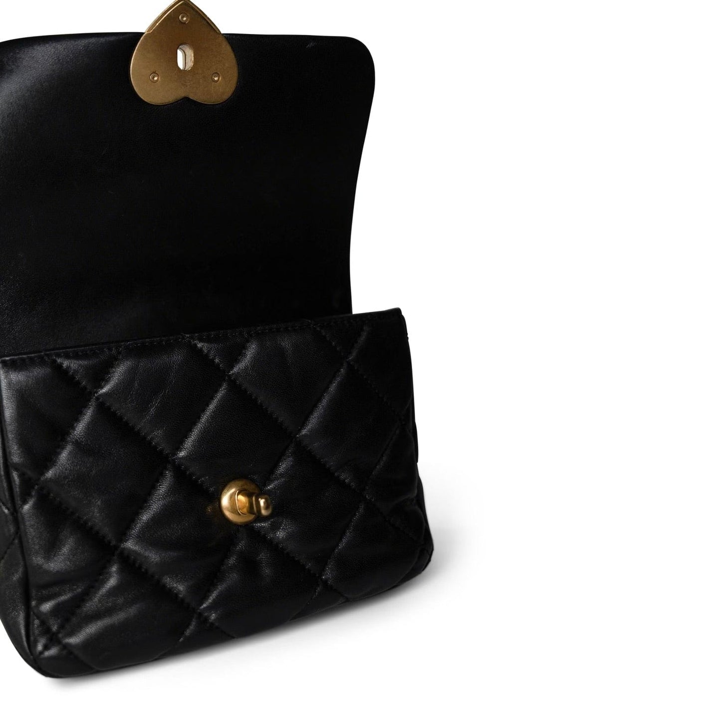 Black Lambskin Quilted Coco Love Flap Bag