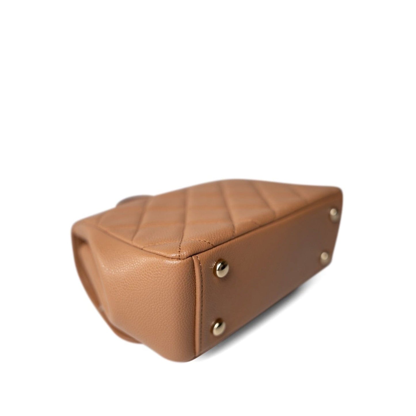 21P Caramel Beige Caviar Quilted Business Affinity Small Flap Light Gold Hardware