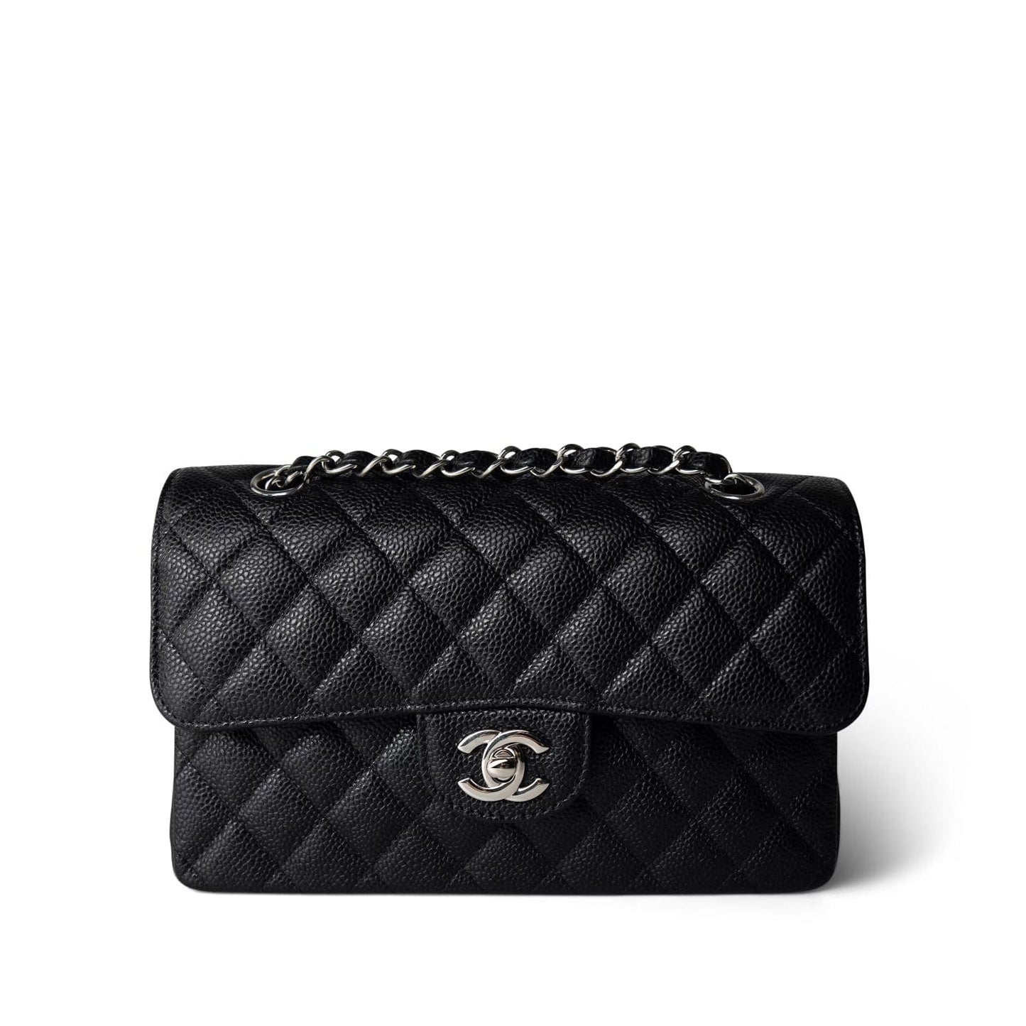 Black Caviar Quilted Classic Flap Small SHW