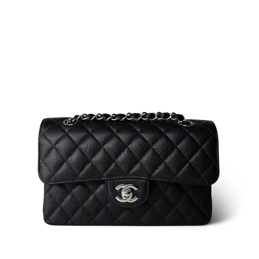 Black Caviar Quilted Classic Flap Small SHW