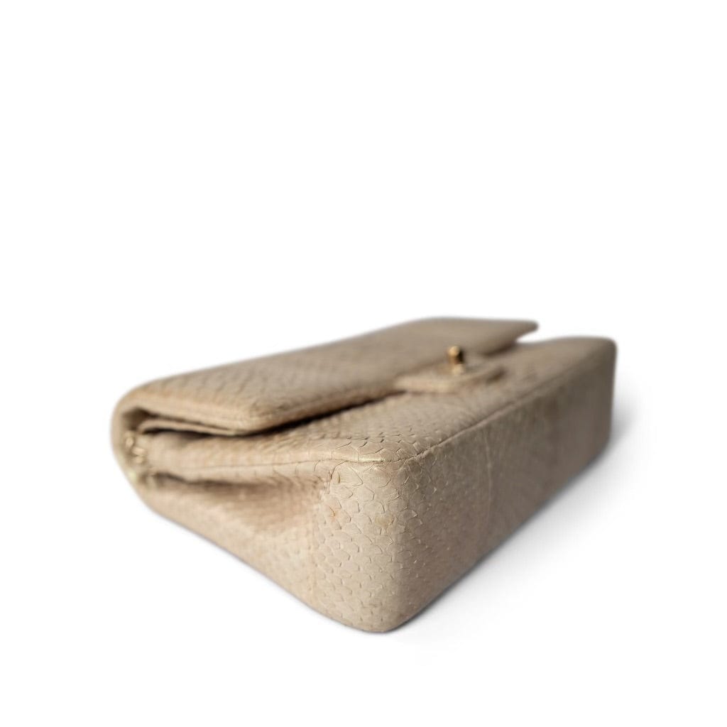 Iridescent Beige Python Classic Flap Medium LGHW