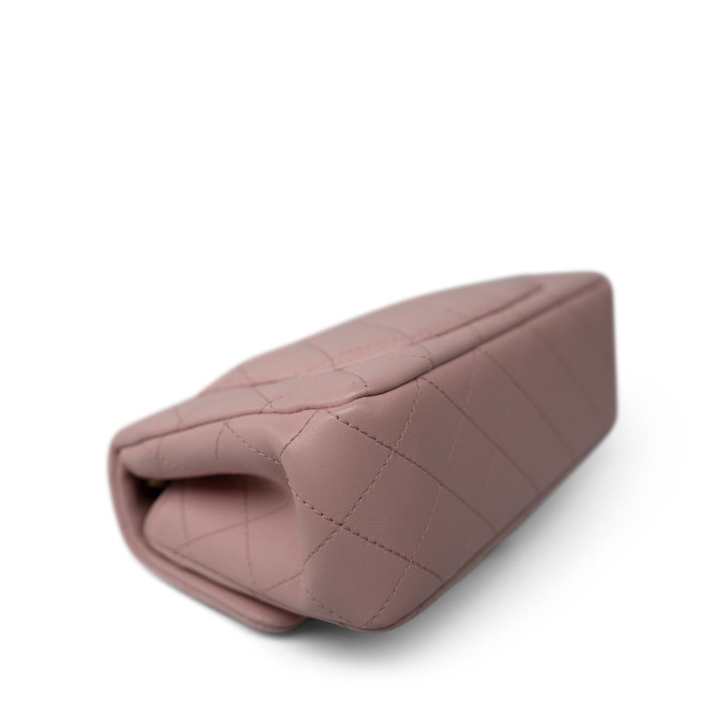 Light Pink Lambskin Quilted Sweet Camelia Single Flap Aged GHW