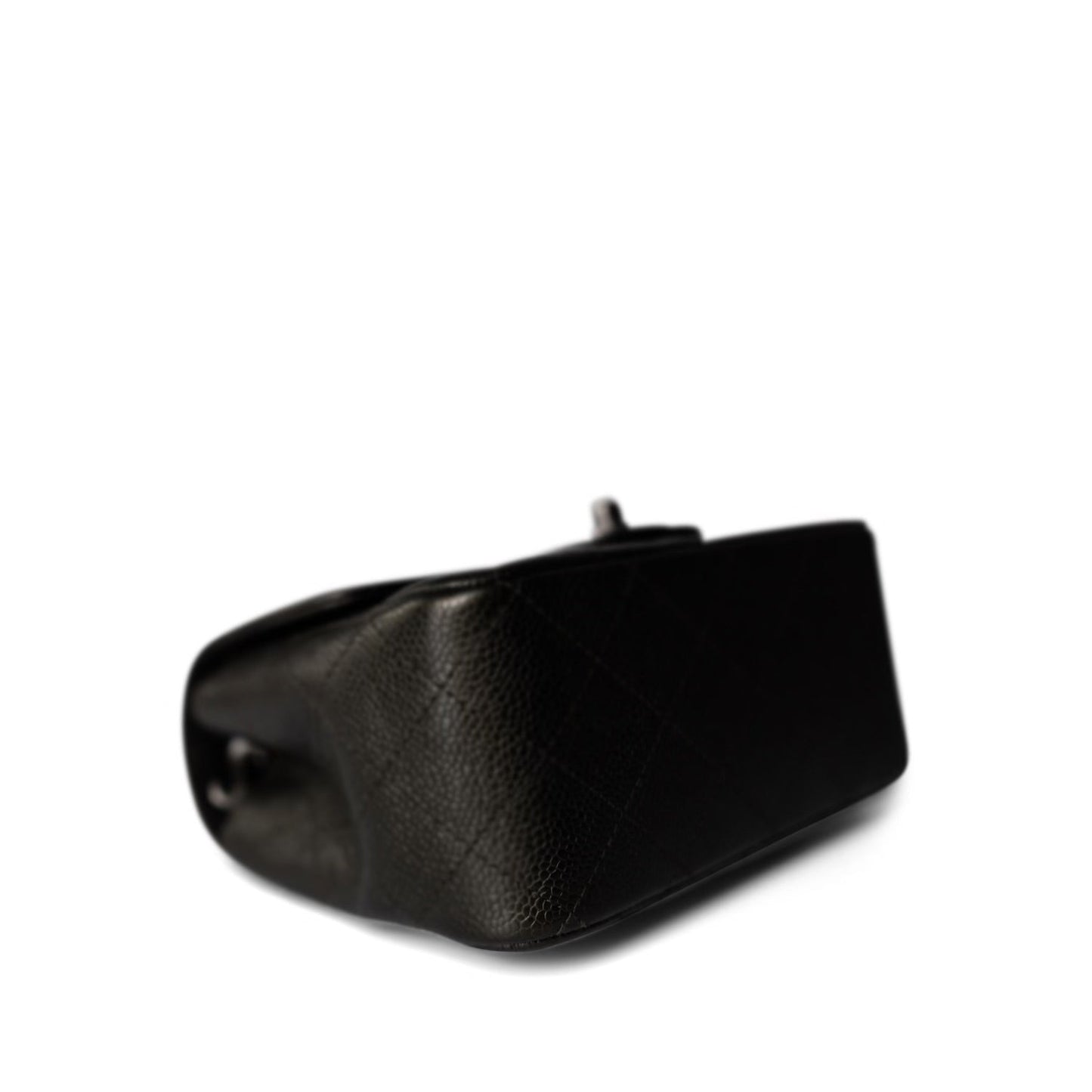 Black Caviar Quilted Mini Square Flap Ruthenium Hardware