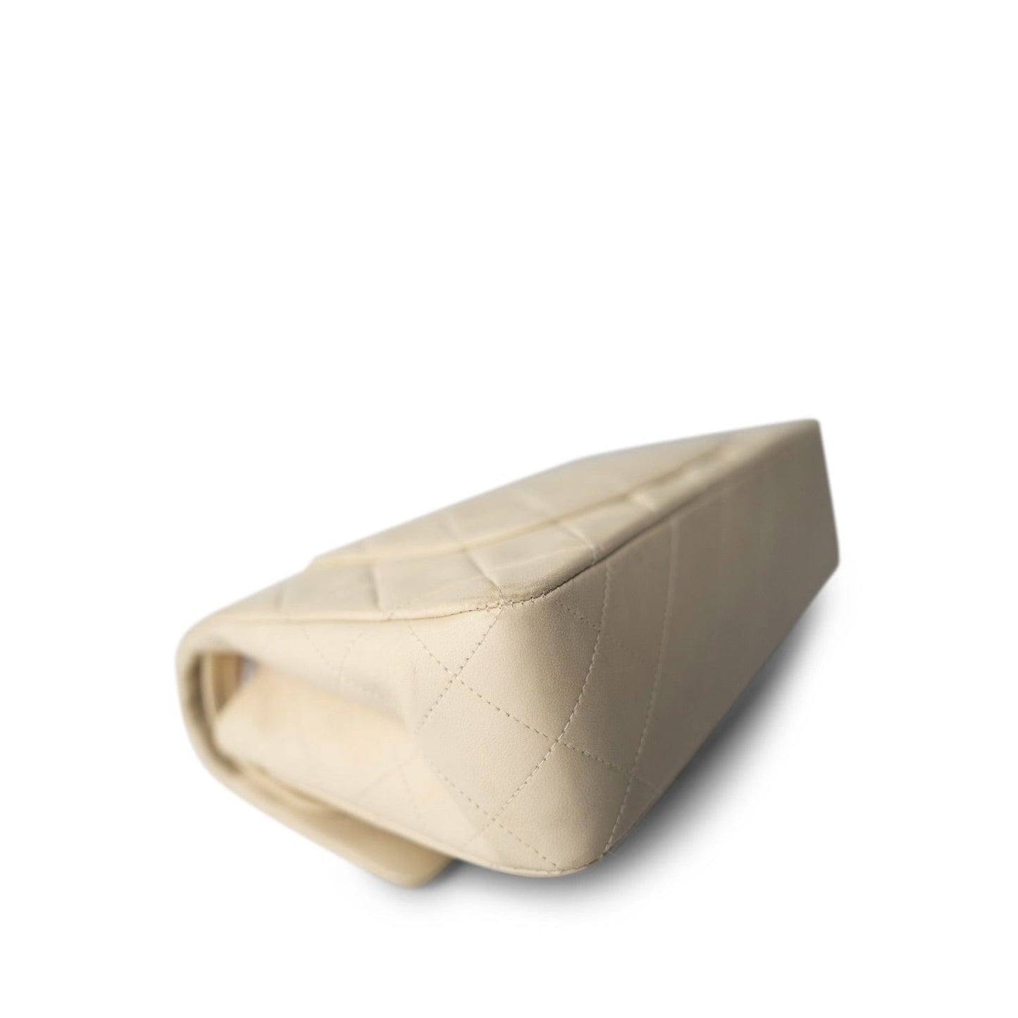 Ivory Lambskin Quilted Classic Flap Small GHW