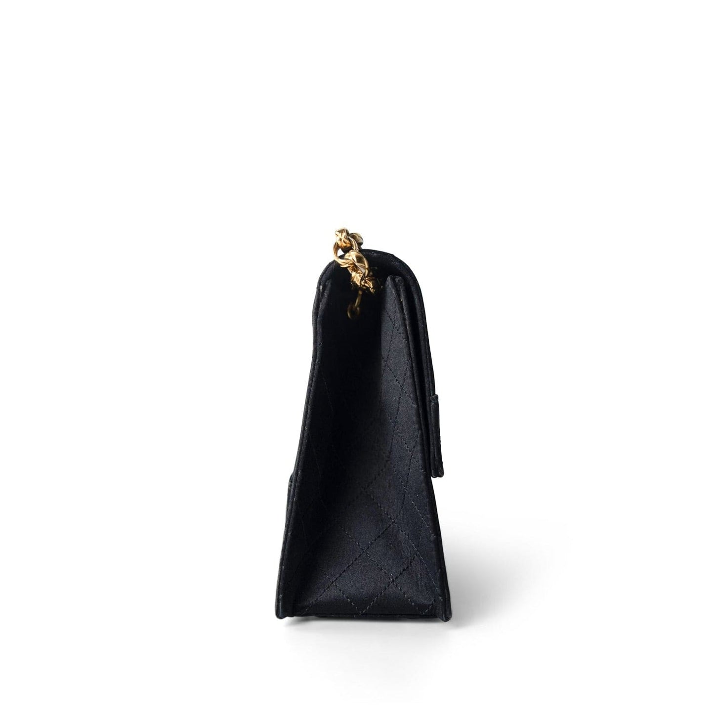 Vintage Black CC Satin Trapezoid Flap Bag