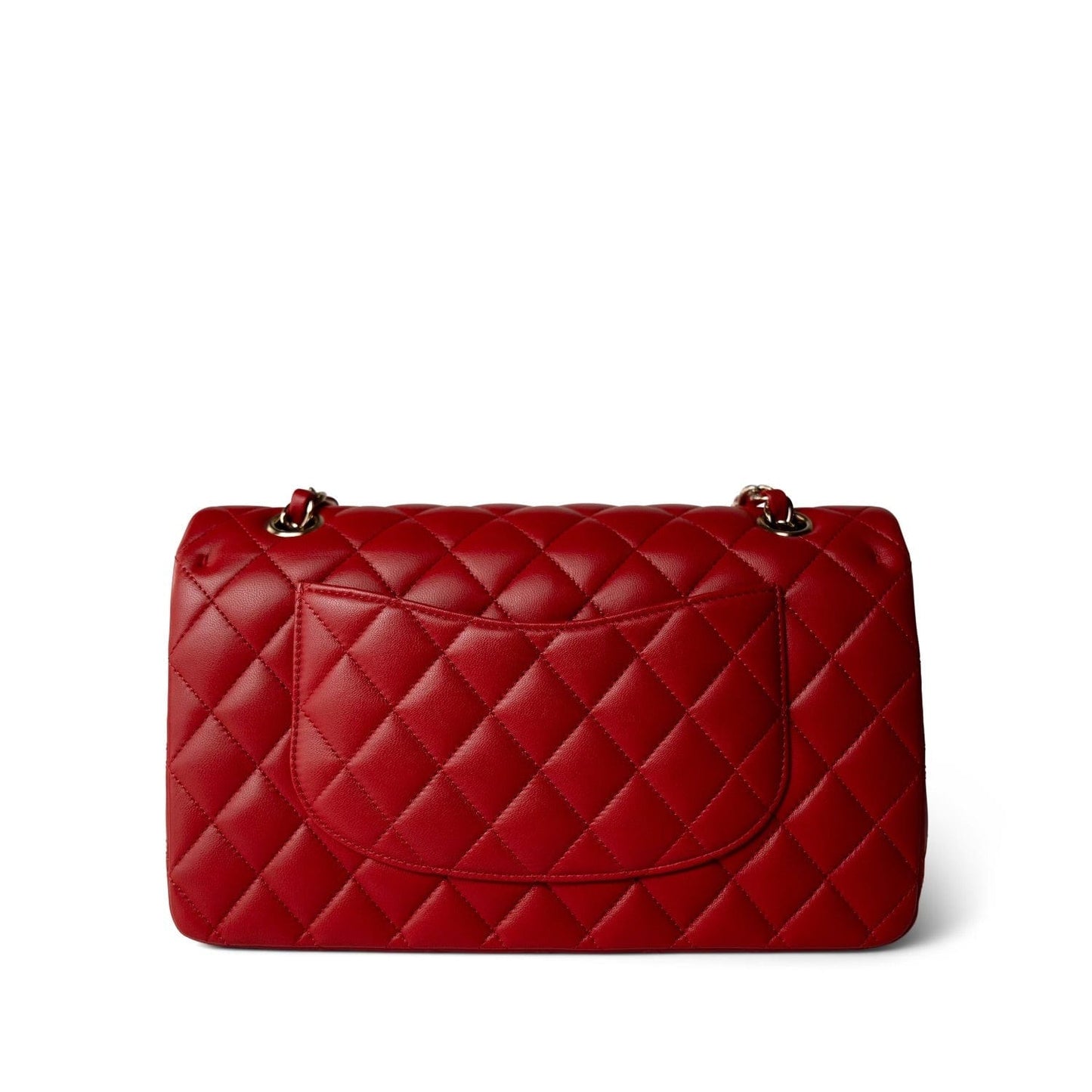 20S Red Lambskin Quilted Classic Flap Medium LGHW