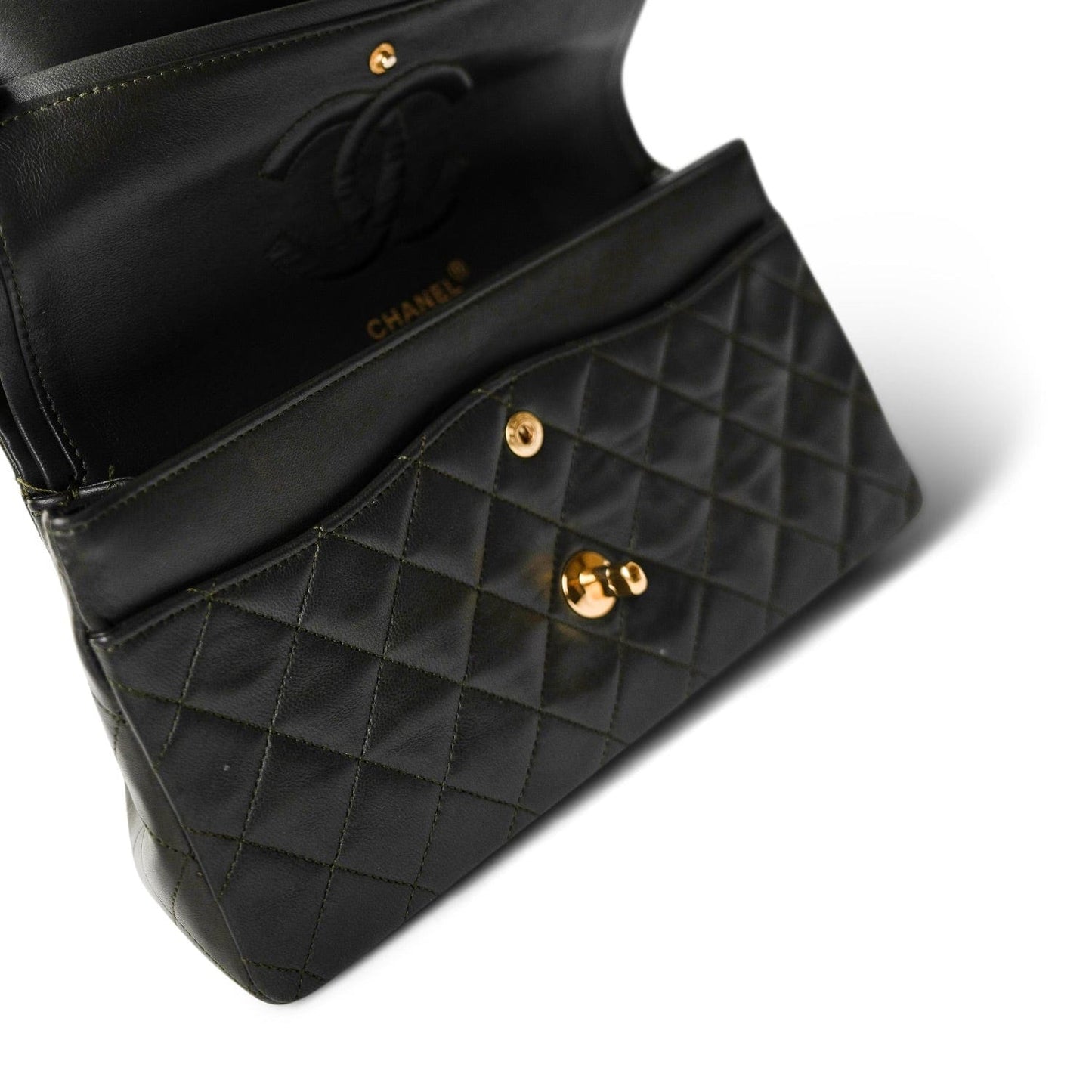 Vintage Green/Grey Lambskin Quilted Classic Flap Medium GHW