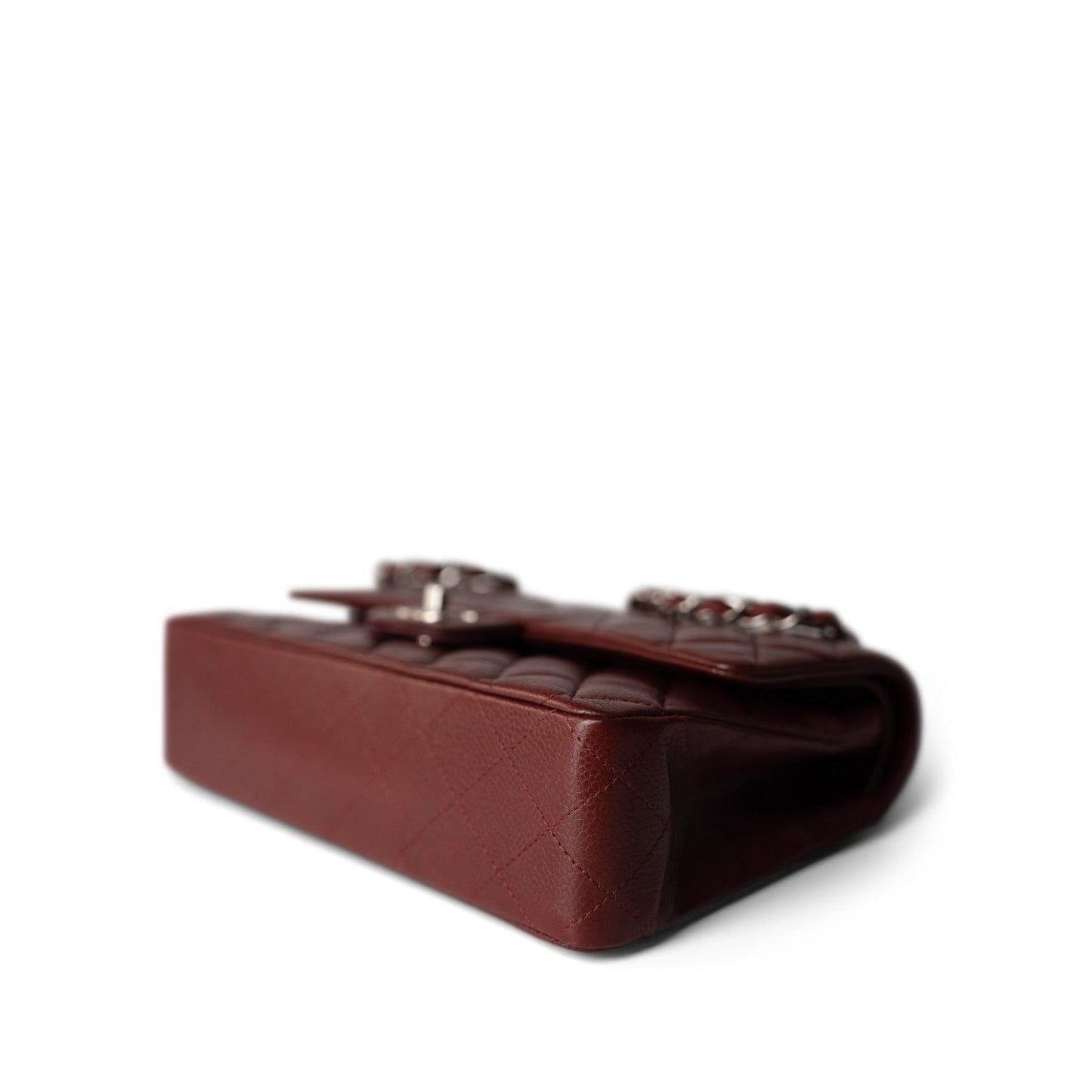 Burgundy Caviar Quilted Classic Flap Medium SHW