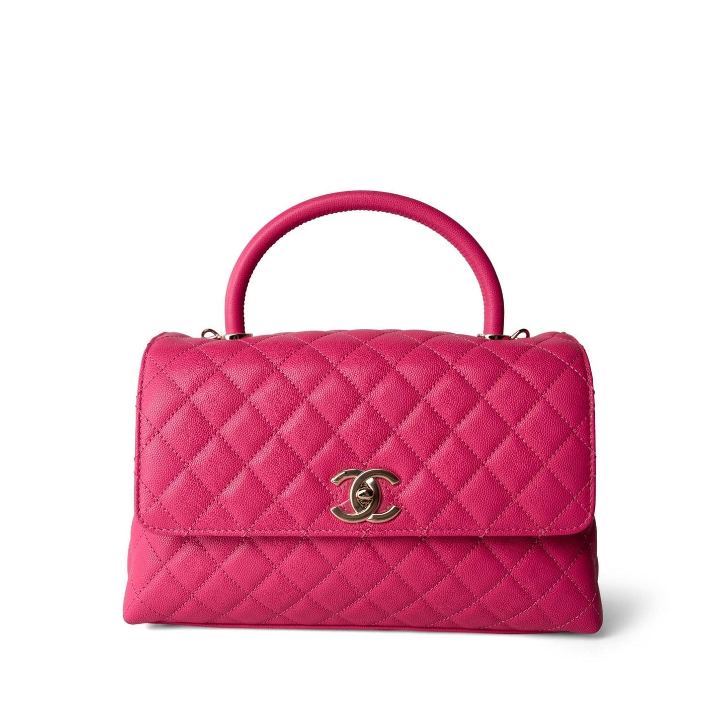 Pink Caviar Quilted Coco Handle Medium Light Gold Hardware