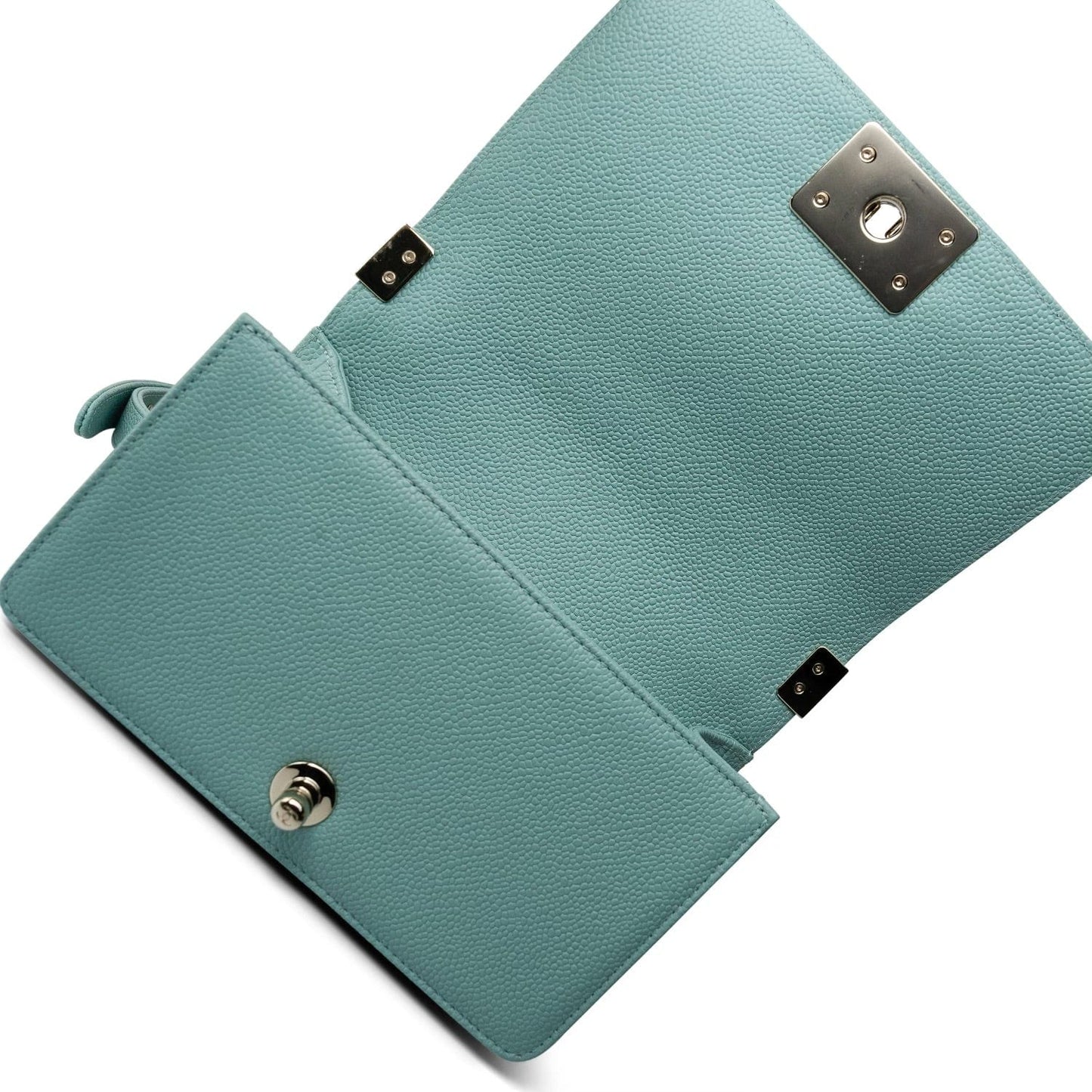 Tiffany Blue Caviar Quilted Small Boy Bag Light Gold Hardware