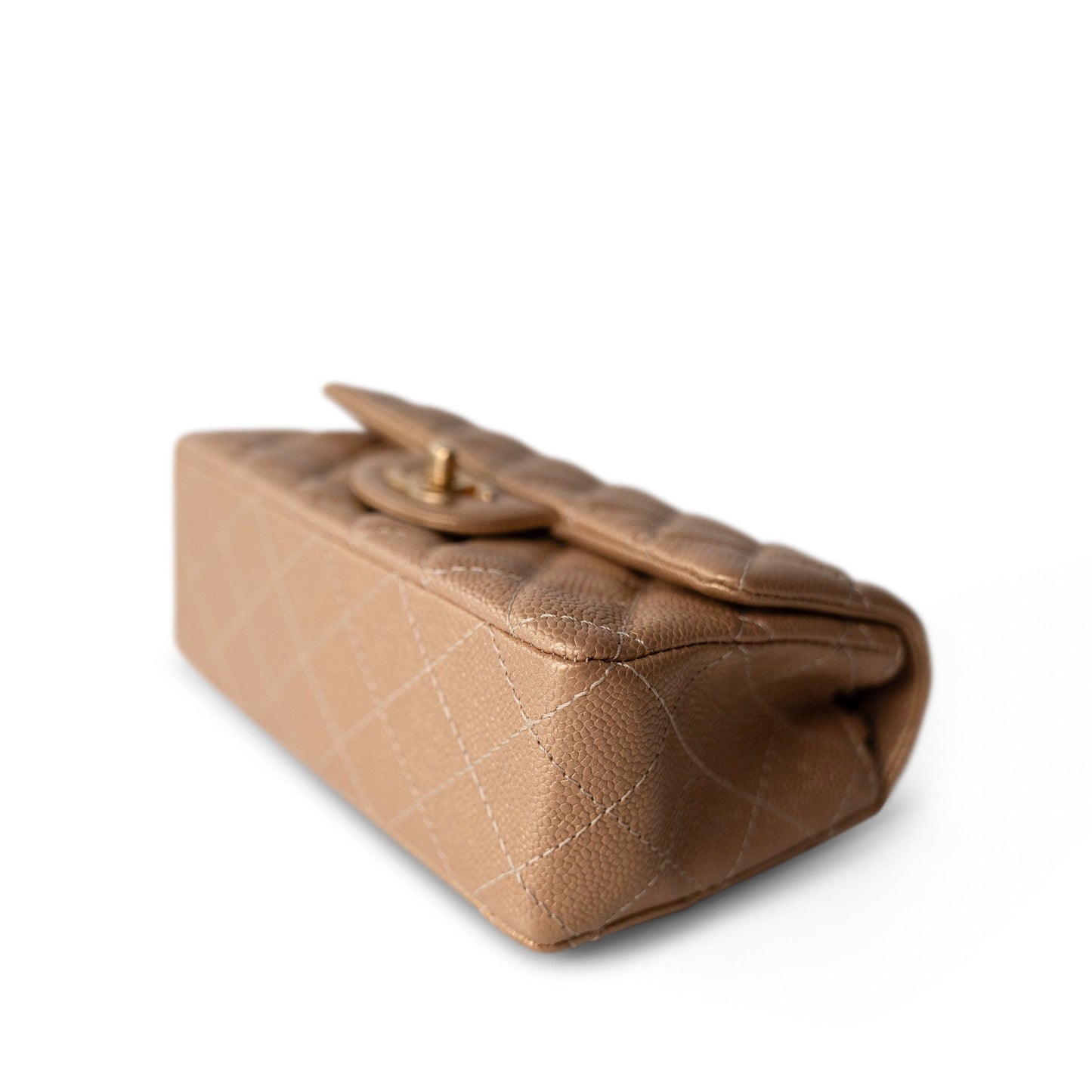 15C Gold Caviar Quilted Mini Rectangular Flap Antique Gold Hardware