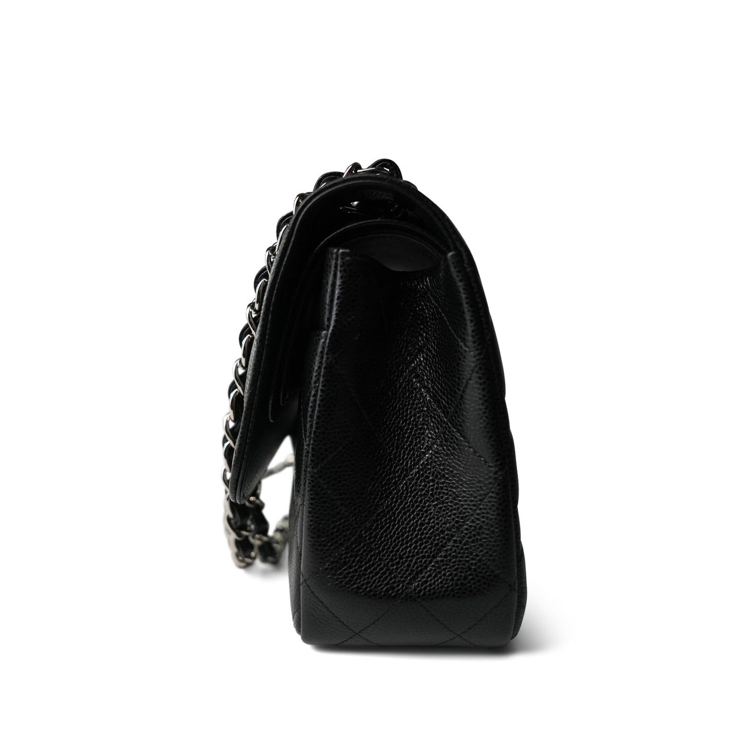 Black Caviar Quilted Jumbo Classic Flap Silver Hardware