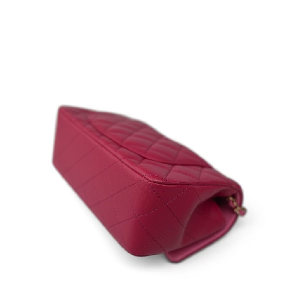 23P Dark Pink/Light Pink Lambskin Quilted Mini Top Handle LGHW