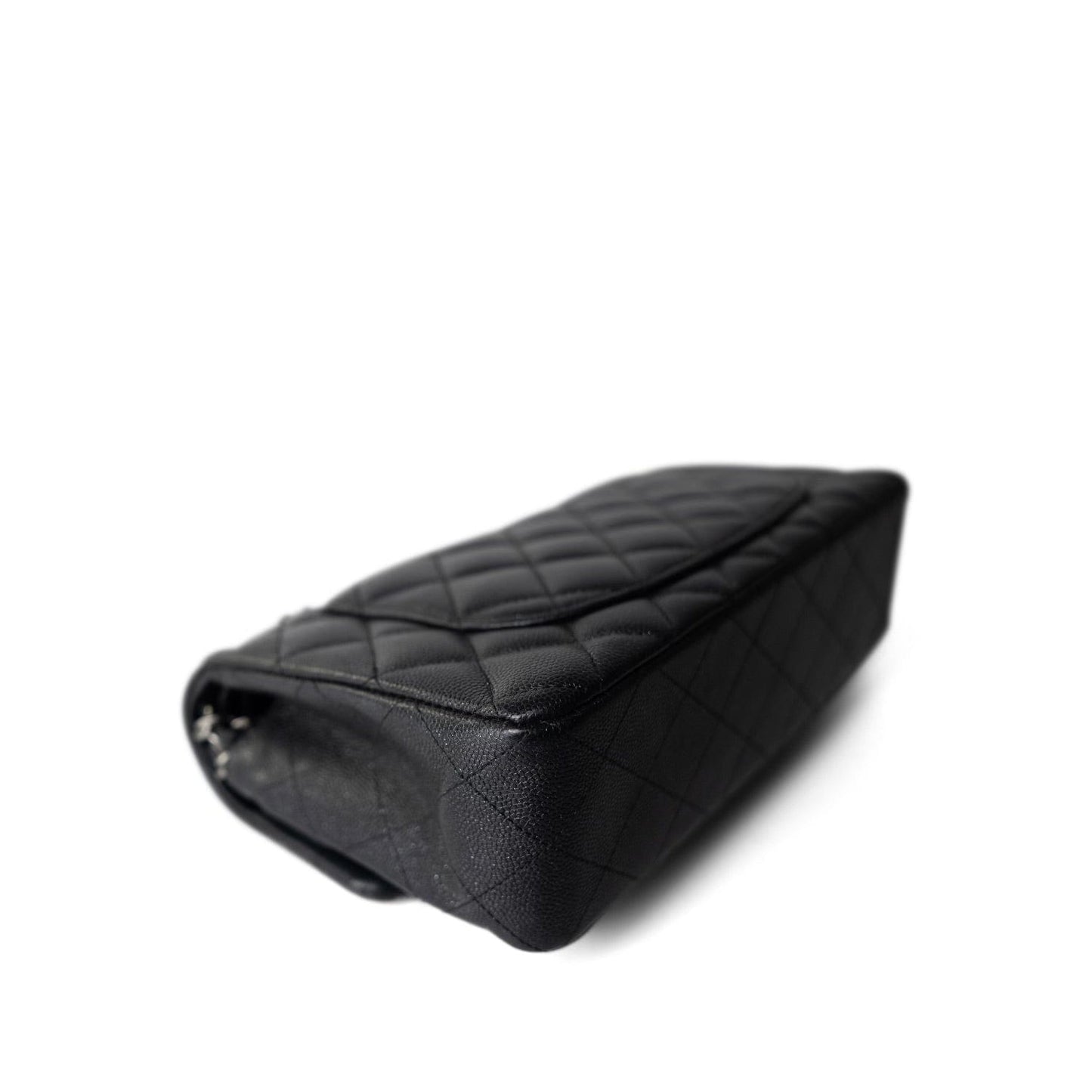 18C Charcoal Glittery Caviar Quilted Classic Flap Small