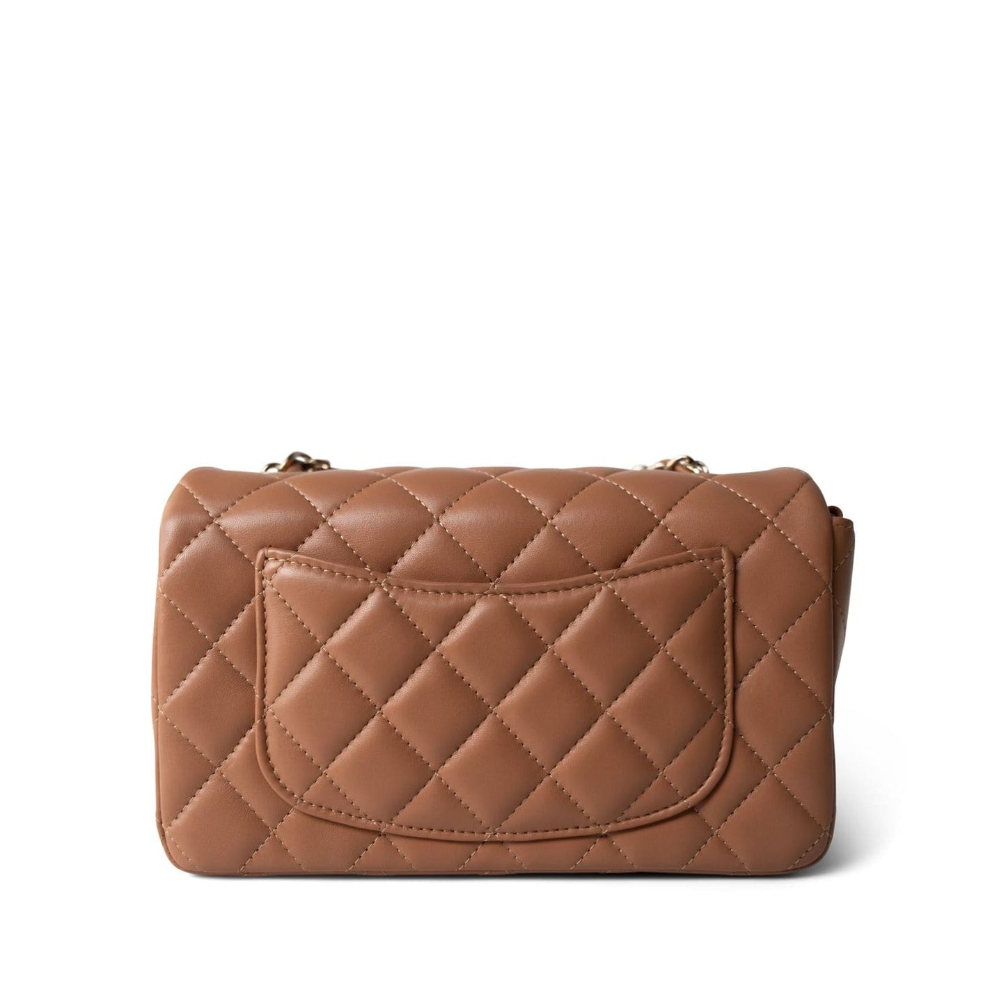 21P Light Caramel Lambskin Quilted Mini Rectangular Single Flap LGHW