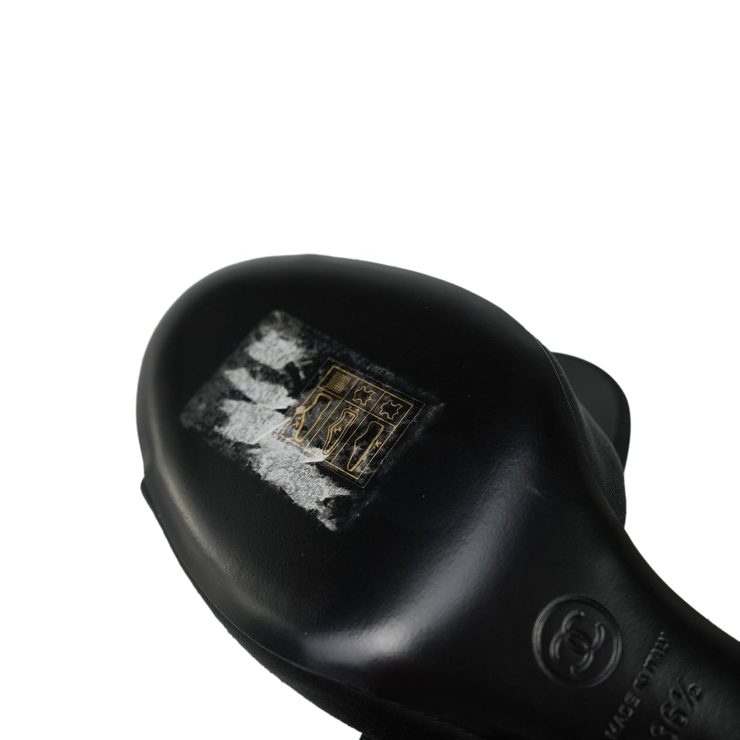 18P Black Grosgrain/Lambskin Interlocking CC Logo Mules Size 36.5