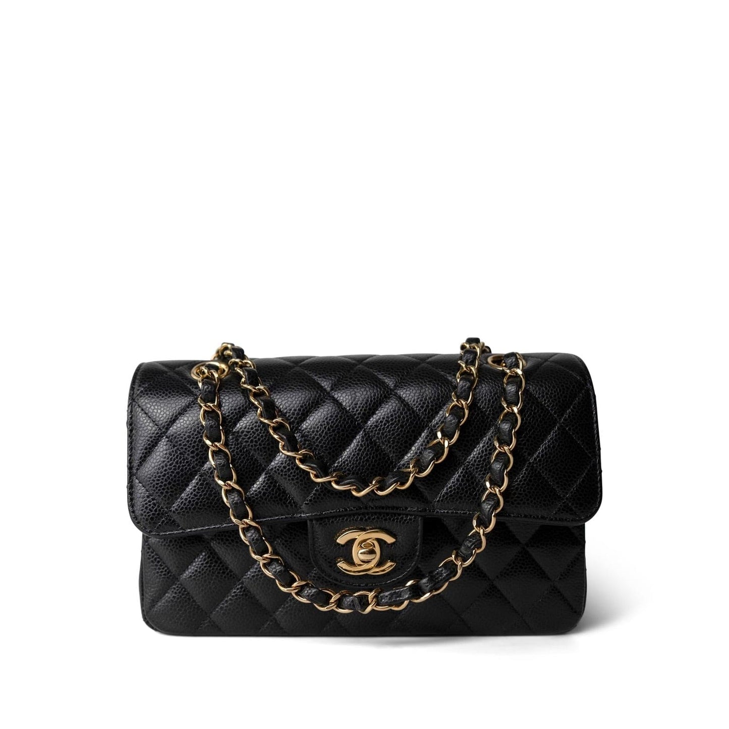 Black Caviar Quilted Classic Flap Small Gold Hardware