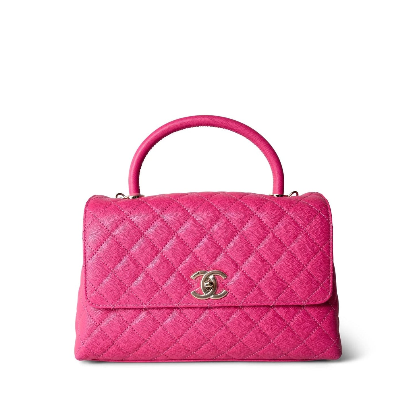 Pink Caviar Quilted Coco Handle Medium Light Gold Hardware
