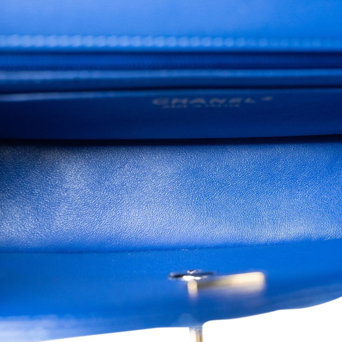 Blue Lambskin Quilted Mini Top Handle Light Gold Hardware