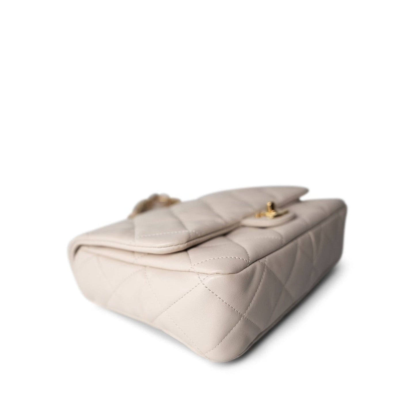 23P Light Beige Lambskin Quilted Funky Town Flap Antique GHW