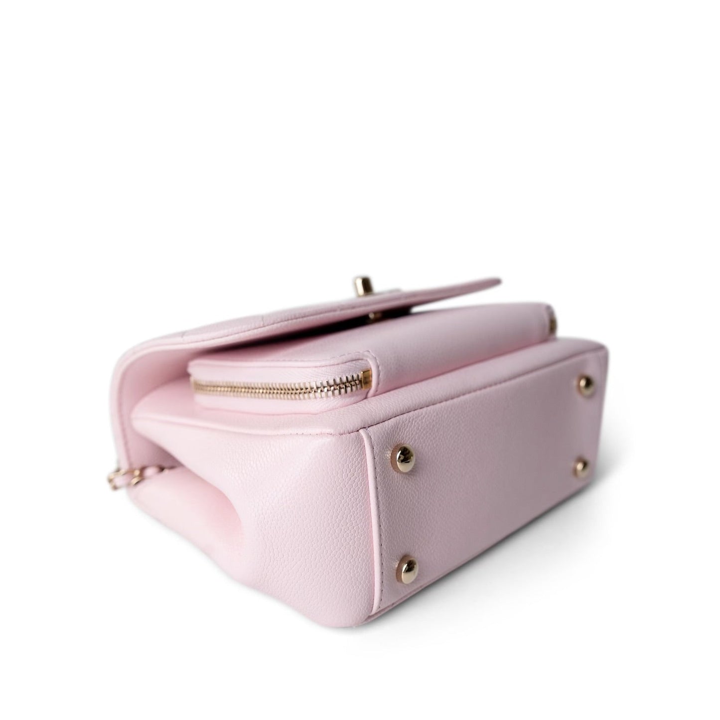 22P Light Pink Caviar Quilted Business Affinity Small Flap Light Gold Hardware