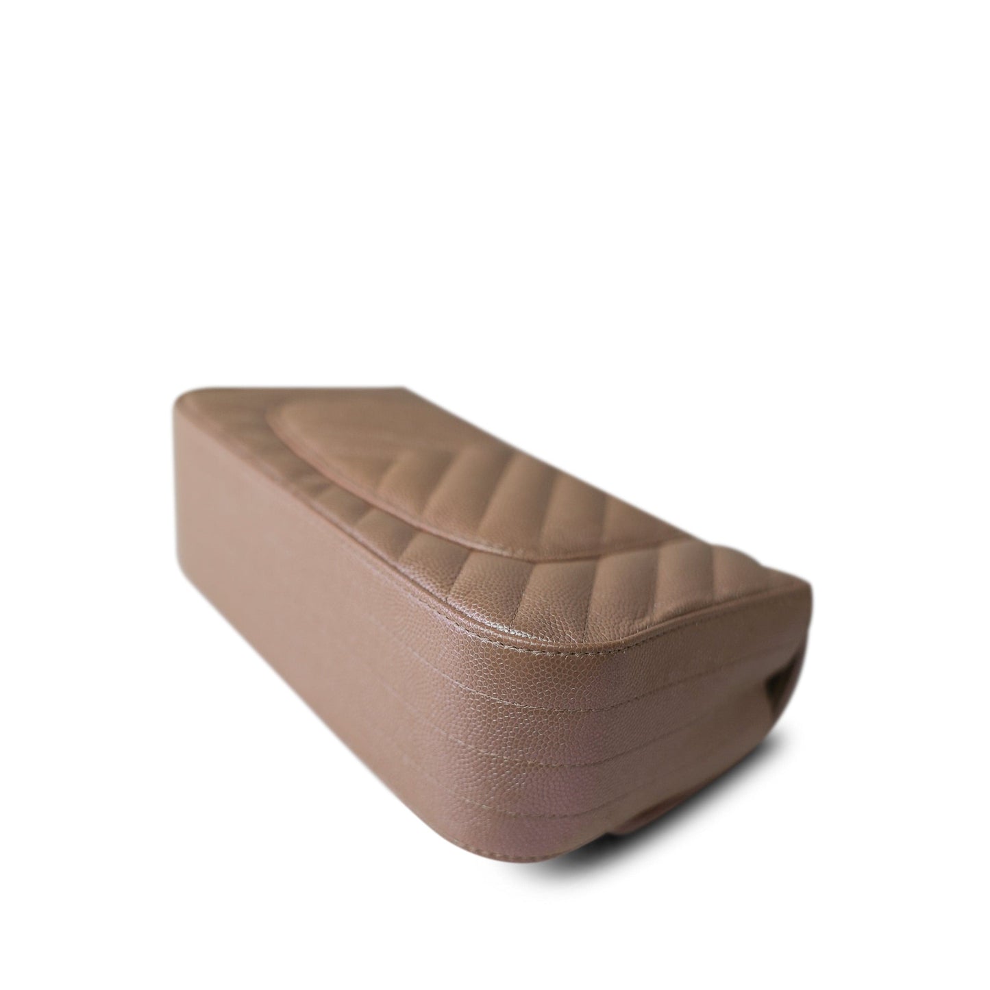 17B Rose Gold Iridescent Caviar Chevron Mini Rectangular Flap Silver Hardware