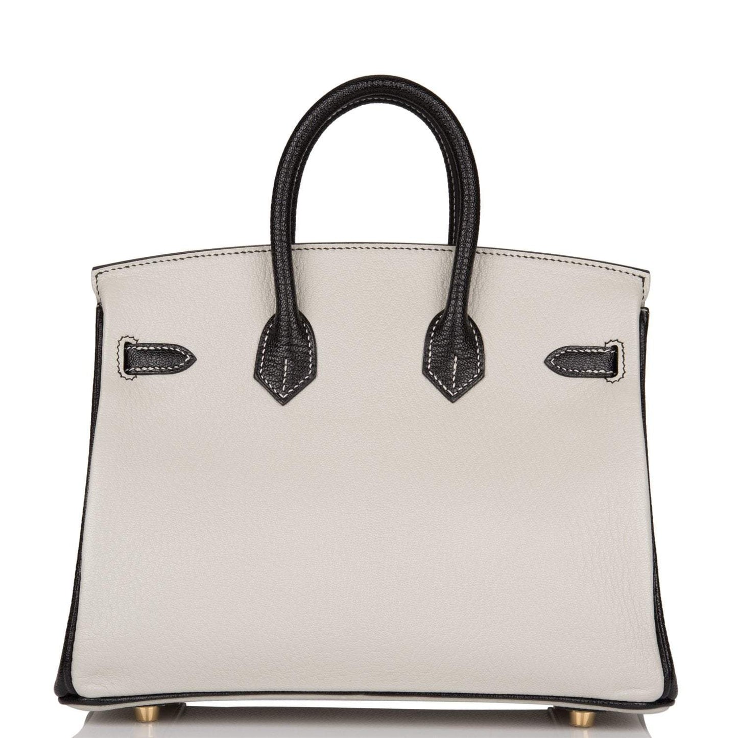 Birkin 25 Gray Perle and Black Chèvre Brushed Gold Hardware