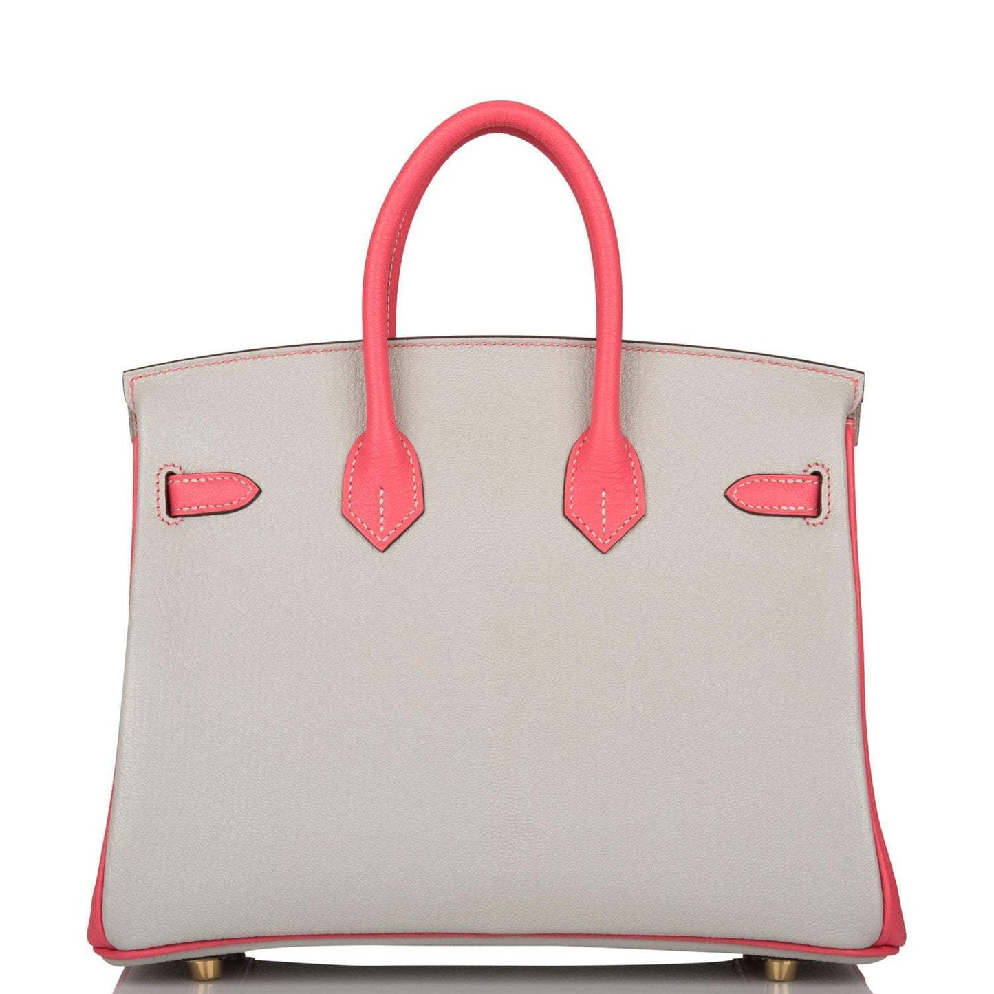 Hermes Birkin 25 Gris Perle and Rose Azalee Chèvre Brushed Gold Hardware