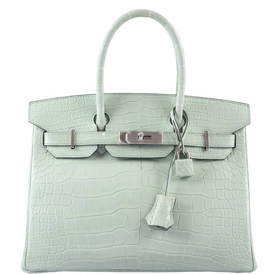Hermes Birkin 30 Vert D'Eau Matte Alligator Palladium Hardware - 2019, D