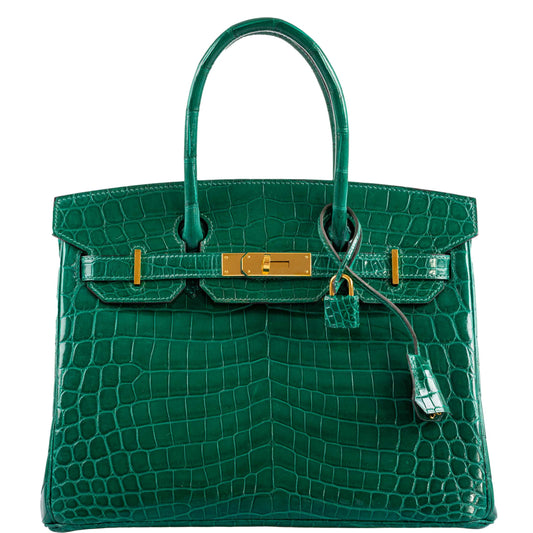 Hermes Birkin 30 Vert Emerald Niloticus Crocodile Gold Hardware - 2019, D