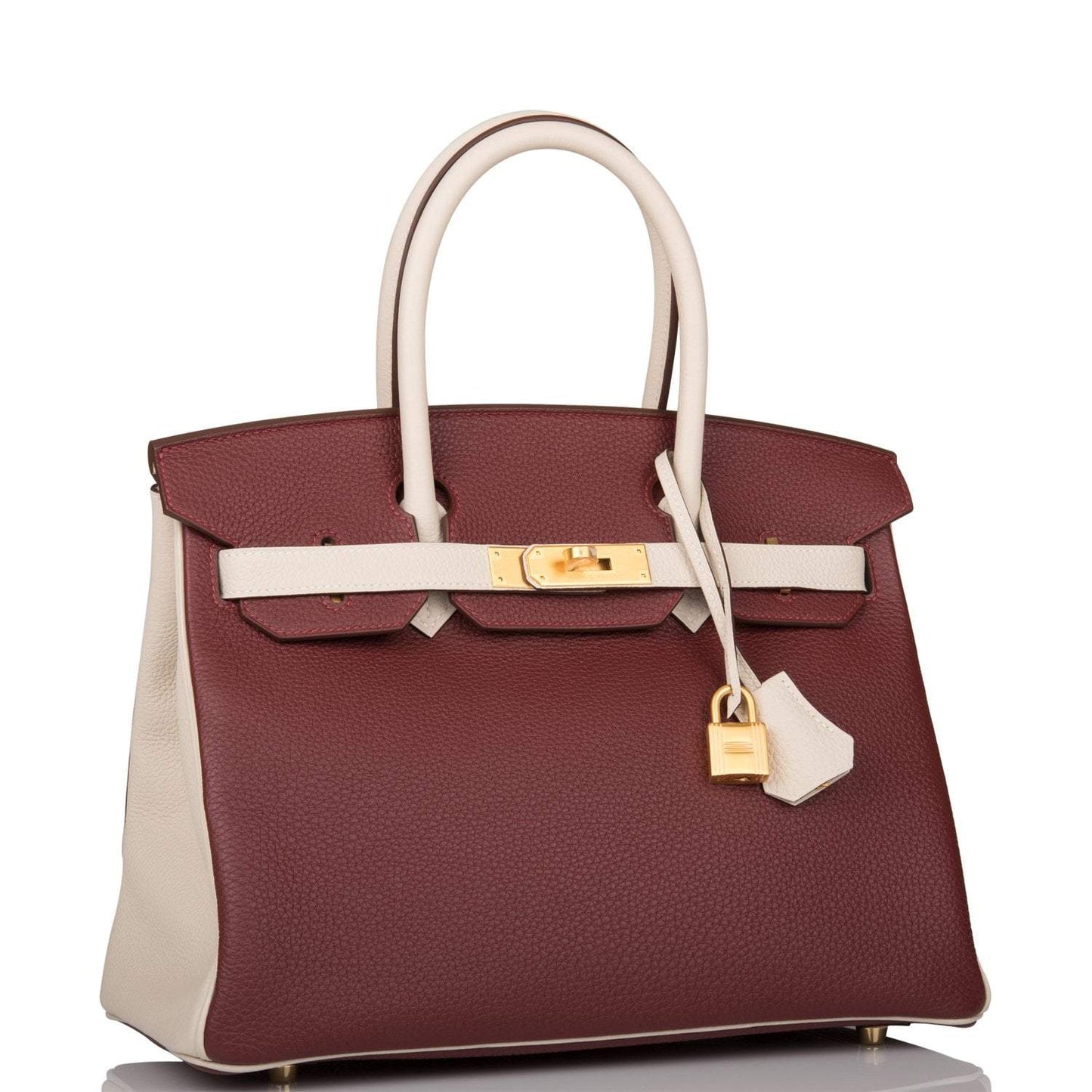 Hermes Birkin 30 Rouge H and Craie Togo Brushed Gold Hardware