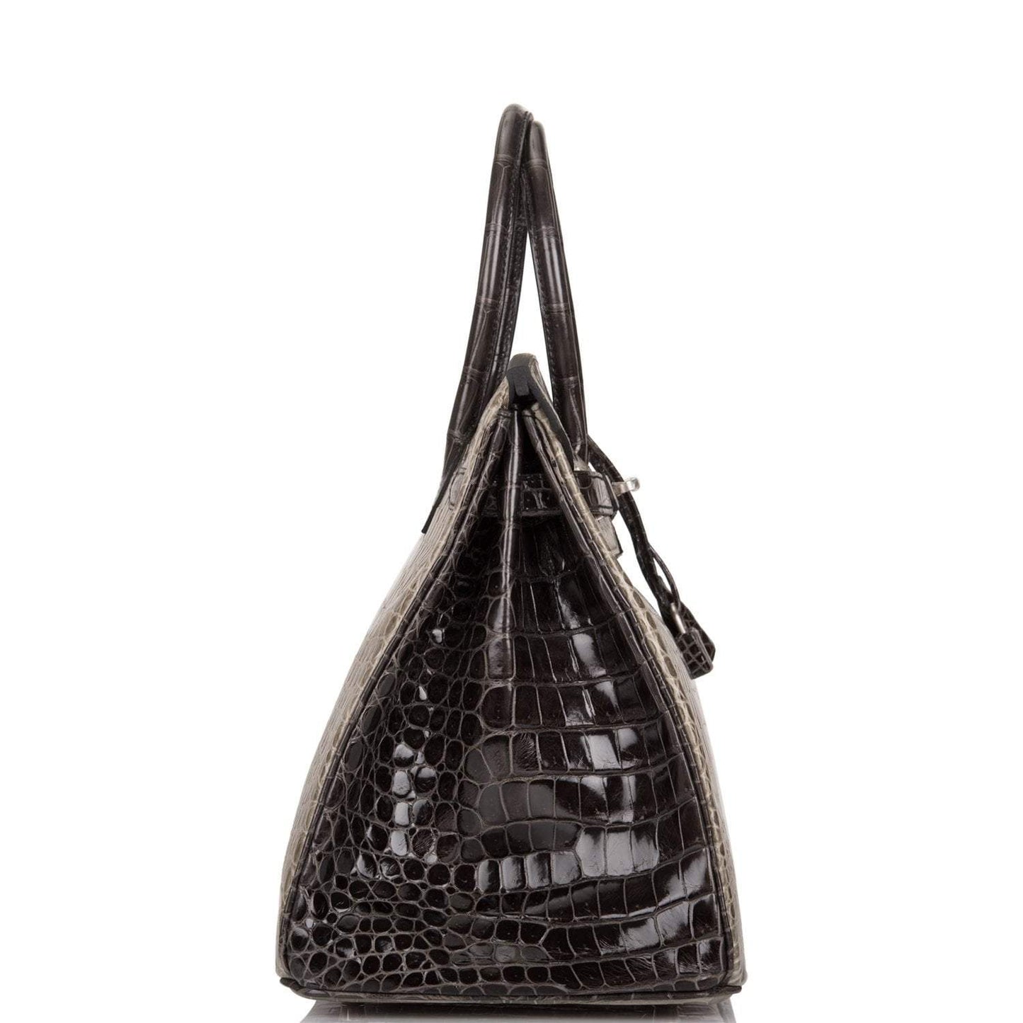 Hermes  Birkin 35cm Bi-Color Gris Tourterelle and Graphite Shiny Porosus Crocodile Brushed Palladium Hardware