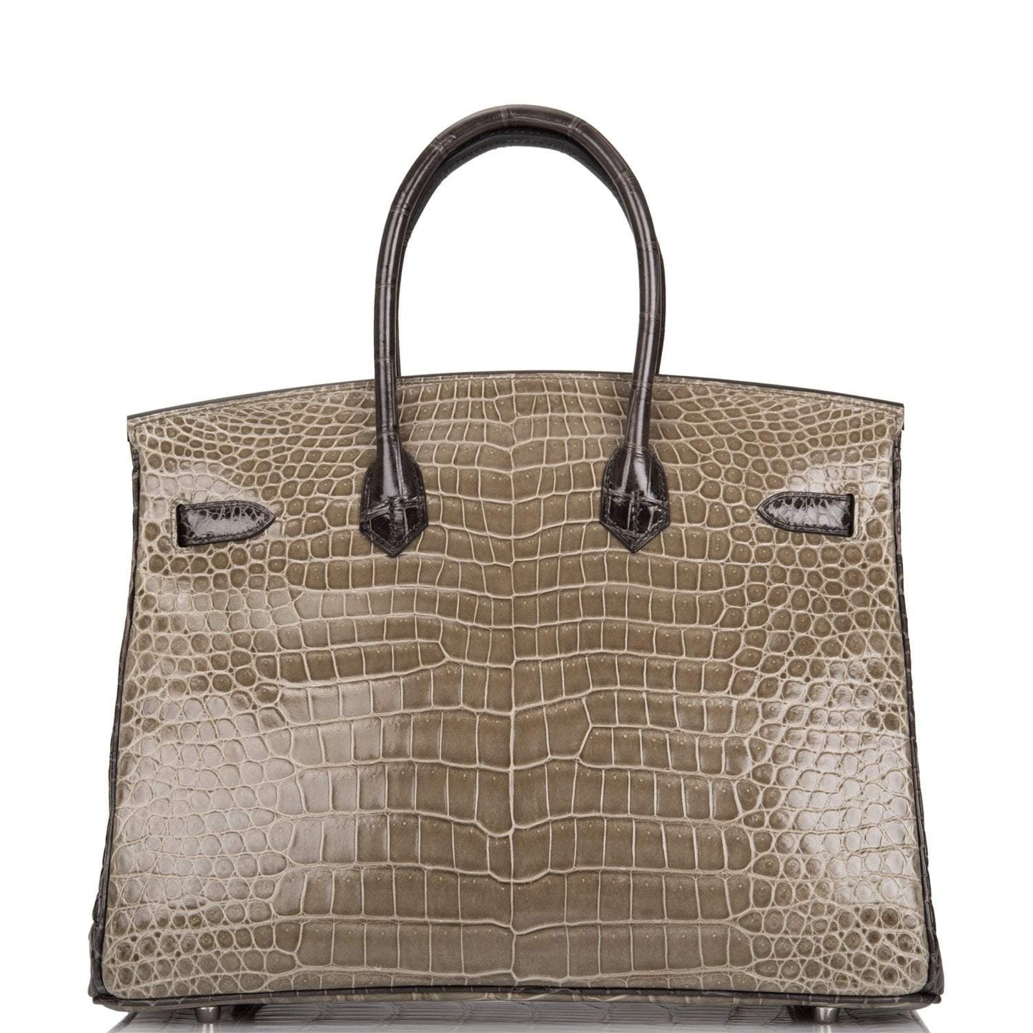 Hermes  Birkin 35cm Bi-Color Gris Tourterelle and Graphite Shiny Porosus Crocodile Brushed Palladium Hardware