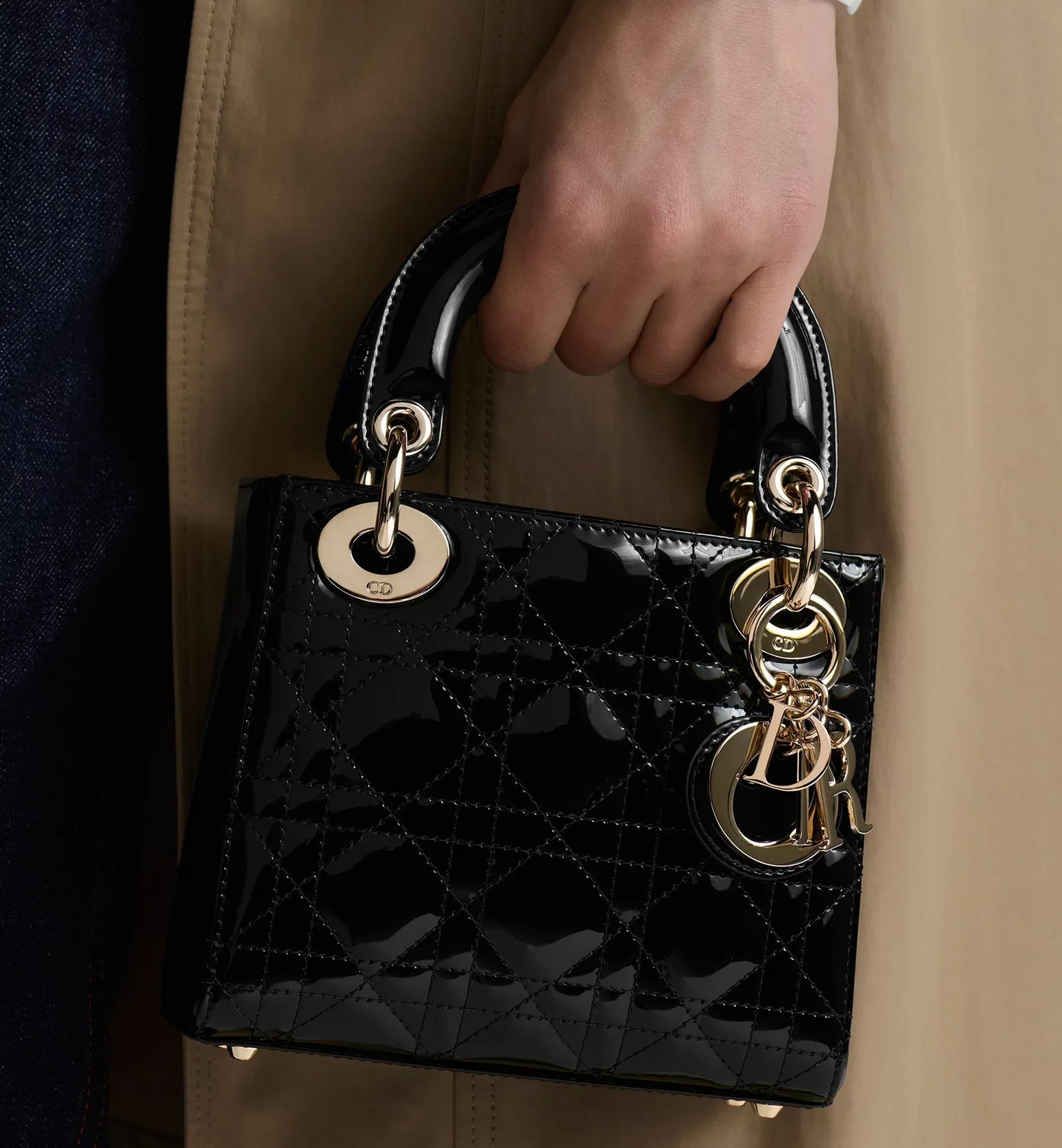 Patent Cannage Mini Lady Dior Bag
