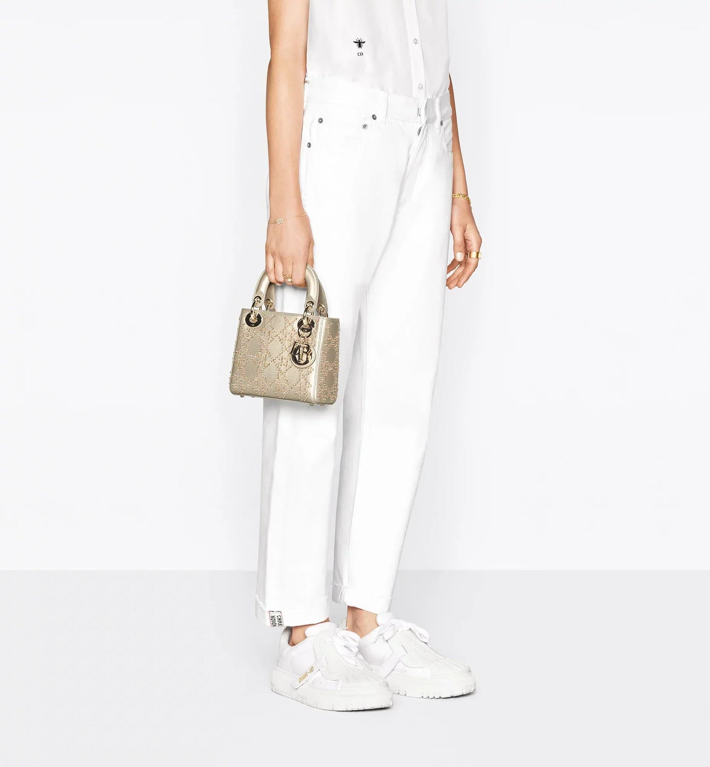 Metallic Cannage Mini Lady Dior Bag