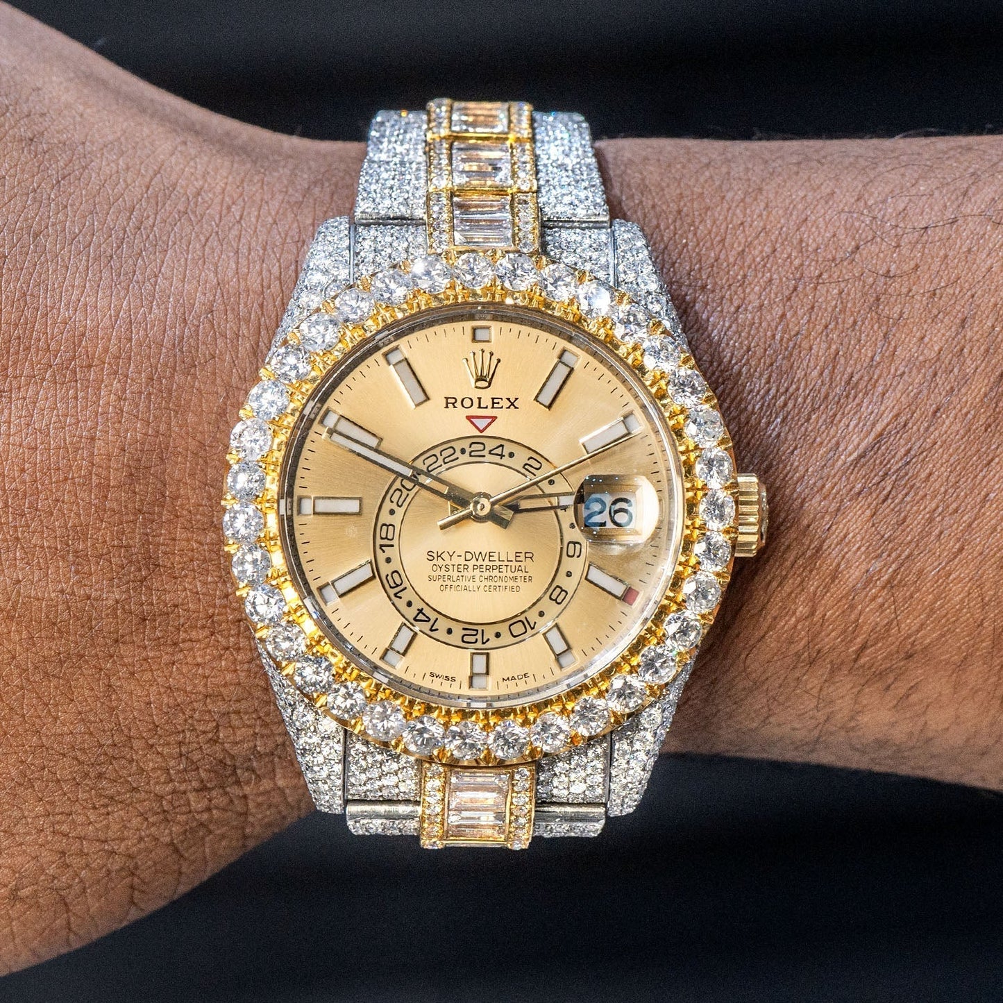 Rolex Sky-Dweller | Two Tone 18K and Stainless Steel |  Iced Out | 42 MM | 40 Carats